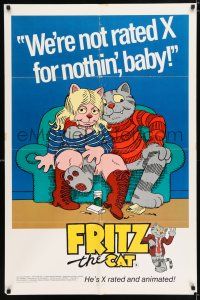2t280 FRITZ THE CAT 1sh '72 Ralph Bakshi sex cartoon, he's x-rated and animated!
