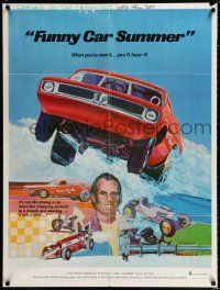 2t282 FUNNY CAR SUMMER 1sh '73 great Edwards art of Dunn-Reath 'Cuda flopper & other drag classics!