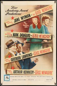2t297 GLASS MENAGERIE 1sh '50 Jane Wyman thinks she loves Kirk Douglas, Tennessee Williams!