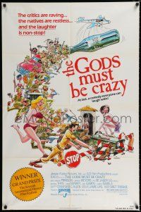 2t300 GODS MUST BE CRAZY 1sh '82 wacky Jamie Uys comedy about native African tribe, Goodman art!