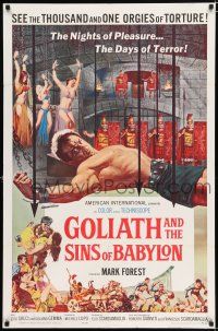 2t304 GOLIATH & THE SINS OF BABYLON 1sh '64 L'Eroe Piu Grande del Mondo, Mark Forest as Maciste!