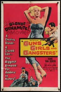 2t322 GUNS, GIRLS & GANGSTERS 1sh '59 sexy bad Mamie Van Doren, blonde hell-cat on the prowl!