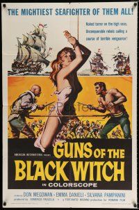 2t321 GUNS OF THE BLACK WITCH 1sh '61 super sexy art, unconquerable barbarians of the sea!