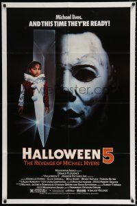 2t325 HALLOWEEN 5 1sh '89 The Revenge of Michael Myers, cool horror image!