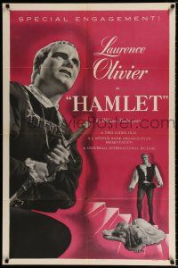 2t329 HAMLET 1sh R53 Laurence Olivier in William Shakespeare classic, Best Picture winner!
