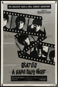 2t334 HARD DAY'S NIGHT 1sh R82 great image of The Beatles on film strip, rock & roll classic!