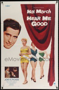 2t338 HEAR ME GOOD 1sh '57 Hal March, Joe E. Ross, Merry Anders, Jean Willes, comedy!