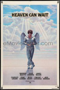 2t340 HEAVEN CAN WAIT 1sh '78 art of angel Warren Beatty wearing sweats, football!