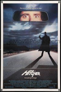 2t352 HITCHER 1sh '86 Rutger Hauer, C. Thomas Howell, terror starts the moment he stops!