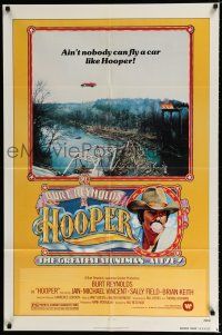 2t355 HOOPER advance/teaser 1sh '78 great portrait of stunt man Burt Reynolds car jumping ravine!