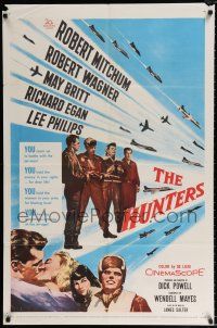 2t366 HUNTERS 1sh '58 jet pilot drama, Robert Mitchum & Robert Wagner, May Britt!