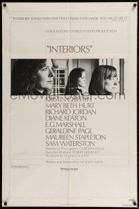 2t388 INTERIORS style B 1sh '78 Diane Keaton, Mary Beth Hurt, directed by Woody Allen!