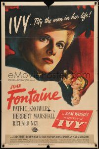 2t396 IVY 1sh '47 utterly EVIL bad girl Joan Fontaine, pity the men in her life!