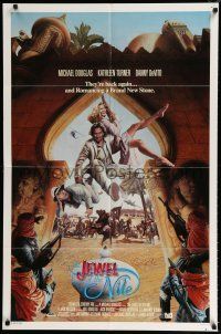 2t403 JEWEL OF THE NILE 1sh '85 great art of Michael Douglas, Kathleen Turner & Danny DeVito!