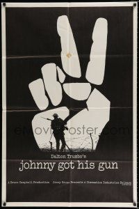 2t407 JOHNNY GOT HIS GUN teaser 1sh '71 from Dalton Trumbo novel, great peace sign & soldier image!