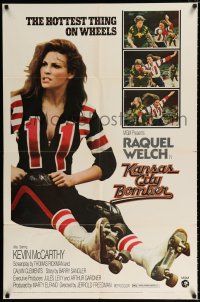 2t418 KANSAS CITY BOMBER 1sh '72 sexy roller derby girl Raquel Welch, the hottest thing on wheels!