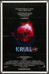 2t432 KRULL advance 1sh '83 Ken Marshall & Lysette Anthony, sci-fi fantasy art of red planet & suns