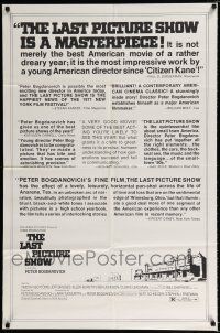 2t443 LAST PICTURE SHOW reviews 1sh '71 Peter Bogdanovich, Jeff Bridges, Ellen Burstyn, Tim Bottoms