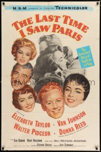 2t448 LAST TIME I SAW PARIS 1sh '54 Elizabeth Taylor, Van Johnson, Walter Pidgeon, Donna Reed!