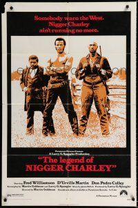 2t459 LEGEND OF NIGGER CHARLEY 1sh '72 slave to outlaw Fred Williamson ain't running no more!