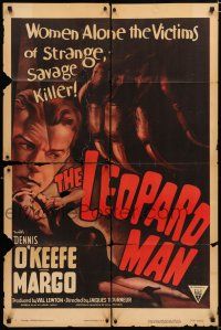 2t463 LEOPARD MAN style A 1sh R52 Jacques Tourneur, O'Keefe & Margo are victims of a strange killer