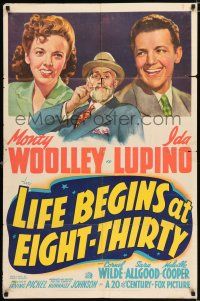 2t468 LIFE BEGINS AT EIGHT-THIRTY 1sh '42 Monty Woolley, Ida Lupino, Irving Pichel