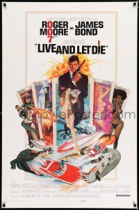 2t476 LIVE & LET DIE east hemi 1sh '73 art of Roger Moore as James Bond by Robert McGinnis!