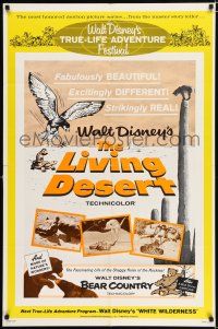 2t478 LIVING DESERT 1sh R64 first feature-length Disney True-Life adventure, snakes & tortoises!