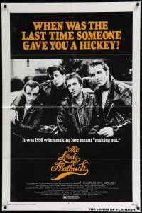 2t487 LORDS OF FLATBUSH 1sh R77 cool portrait of Fonzie, Rocky, & Perry as greasers in leather!