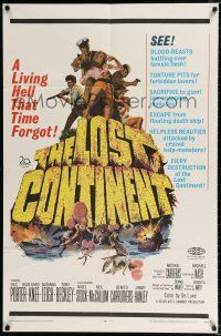 2t489 LOST CONTINENT 1sh '68 a living hell that time forgot, cool action art!