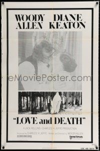 2t491 LOVE & DEATH style A 1sh '75 wacky Woody Allen & Diane Keaton romantic kiss close up!