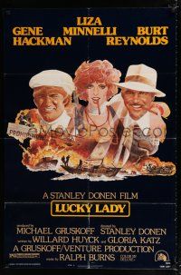 2t496 LUCKY LADY style B 1sh '75 Richard Amsel art of Gene Hackman, Liza Minnelli, Burt Reynolds!