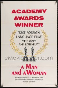 2t511 MAN & A WOMAN awards style B 1sh '66 Anouk Aimee, Jean-Louis Trintignant!