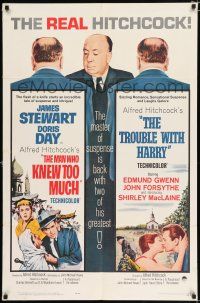 2t518 MAN WHO KNEW TOO MUCH/TROUBLE WITH HARRY 1sh '63 Alfred Hitchcock double-feature!