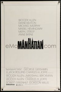 2t524 MANHATTAN 1sh '79 Woody Allen & Diane Keaton, cool New York City title design!