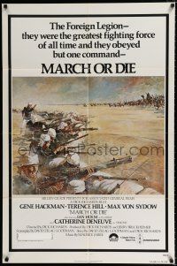 2t527 MARCH OR DIE 1sh '76 Gene Hackman, Terence Hill, art of French Foreign Legion by Tom Jung!
