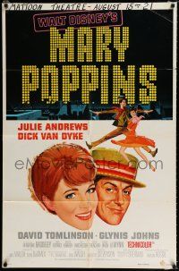 2t535 MARY POPPINS style A 1sh R73 Julie Andrews & Dick Van Dyke in Walt Disney's musical classic!