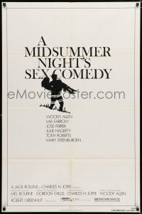 2t551 MIDSUMMER NIGHT'S SEX COMEDY 1sh '82 Woody Allen, Mia Farrow, cool silhouette artwork!