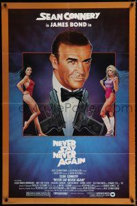 2t597 NEVER SAY NEVER AGAIN 1sh '83 art of Sean Connery as James Bond 007 by Obrero!