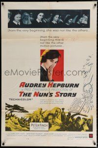 2t004 NUN'S STORY 1sh '59 religious missionary Audrey Hepburn was not like the others, Peter Finch