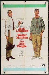 2t619 ODD COUPLE 1sh '68 art of best friends Walter Matthau & Jack Lemmon by Robert McGinnis!
