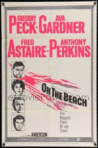 2t622 ON THE BEACH 1sh '59 art of Gregory Peck, Ava Gardner, Fred Astaire & Anthony Perkins!
