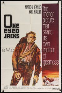 2t625 ONE EYED JACKS 1sh '61 great artwork of star & director Marlon Brando with gun & bandolier!