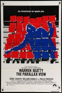 2t642 PARALLAX VIEW style B 1sh '74 Warren Beatty, as American as apple pie, cool image!
