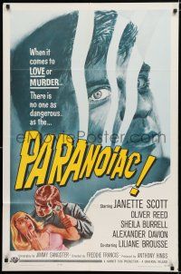 2t643 PARANOIAC 1sh '63 a harrowing excursion that takes you deep into its twisted mind!
