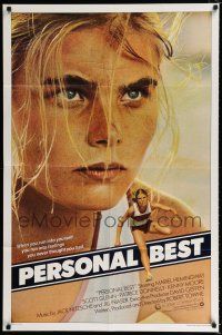 2t651 PERSONAL BEST teaser 1sh '82 great close-up of athletic determined Mariel Hemingway!