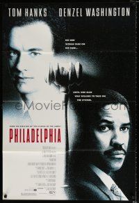 2t657 PHILADELPHIA 1sh '93 Tom Hanks, Denzel Washington, Jason Robards & Mary Steenburgen!