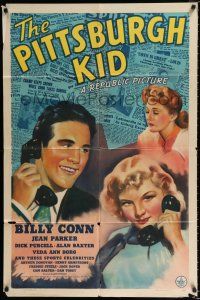 2t663 PITTSBURGH KID 1sh '41 boxer Billy Conn, pretty Jean Parker, Dick Purcell!