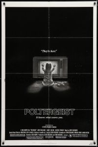 2t670 POLTERGEIST style B 1sh '82 Tobe Hooper, classic, they're here, Heather O'Rourke by TV!