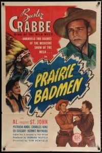 2t680 PRAIRIE BADMEN 1sh '46 cowboy Buster Crabbe is king of the wild west, Al 'Fuzzy' St. John!